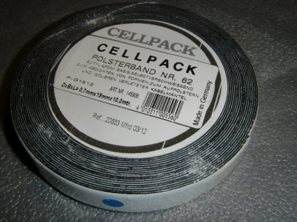 Polsterband Nr. 62 Buthyl-EPDM-Isolierband 19mm schwarz  selbstverschweißend (Rolle á 10m)